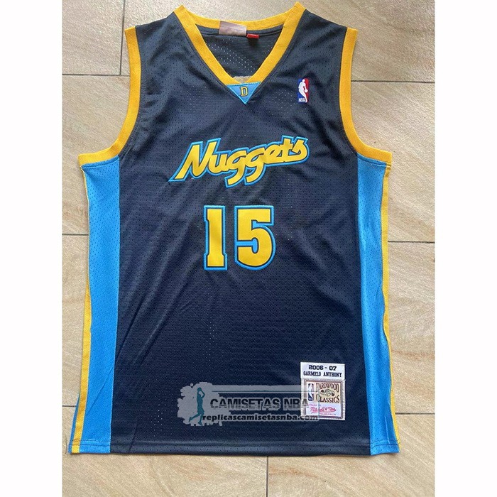 Camiseta Denver Nuggets Carmelo Anthony NO 15 Mitchell & Ness 2006-07 Azul